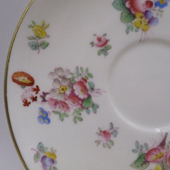 Mintons Antique Teacup and Saucer H2629 Pink Rose Blue Yellow Red Floral England - Picture 13 of 15